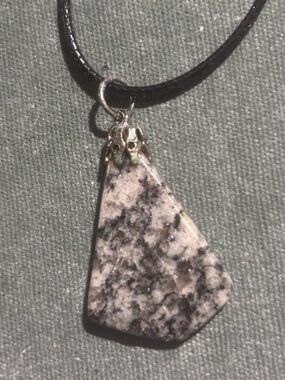 Black and White Granite Stone Pendant Necklace -